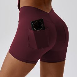 High Waist Butt Lifting Yoga Shorts with Pocket - Quick Drying and Comfortable Women's Activewear