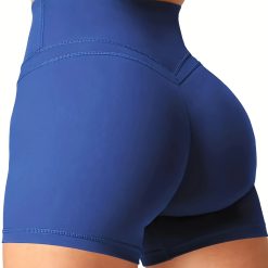 Solid Color Hip Lifting Yoga Shorts, Sports Running Fitness Shorts, Women's Activewear